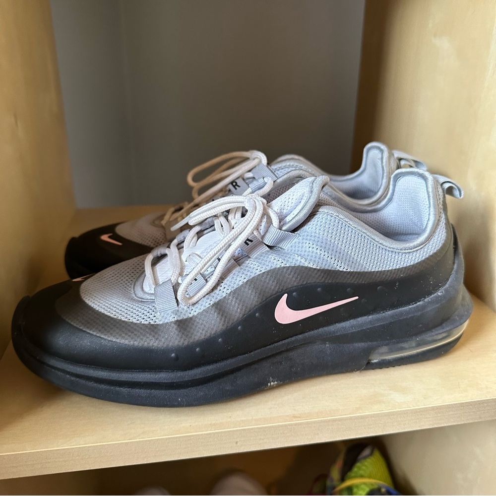 Nike Gray and Black Sneakers with Pink Swoosh